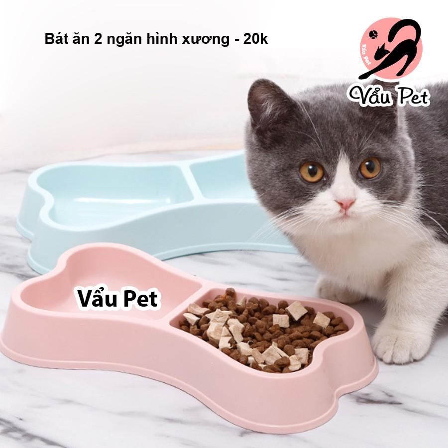 Bát ăn 2 ngăn hình xương cho chó mèo thú cưng