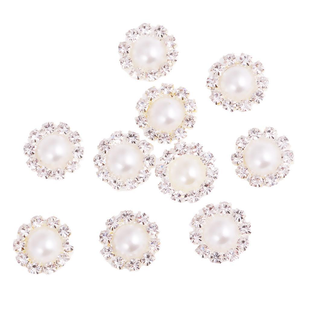 4-20pack 10 Pieces Crystal Pearl Flatback Buttons Scrapbooking Embellishment