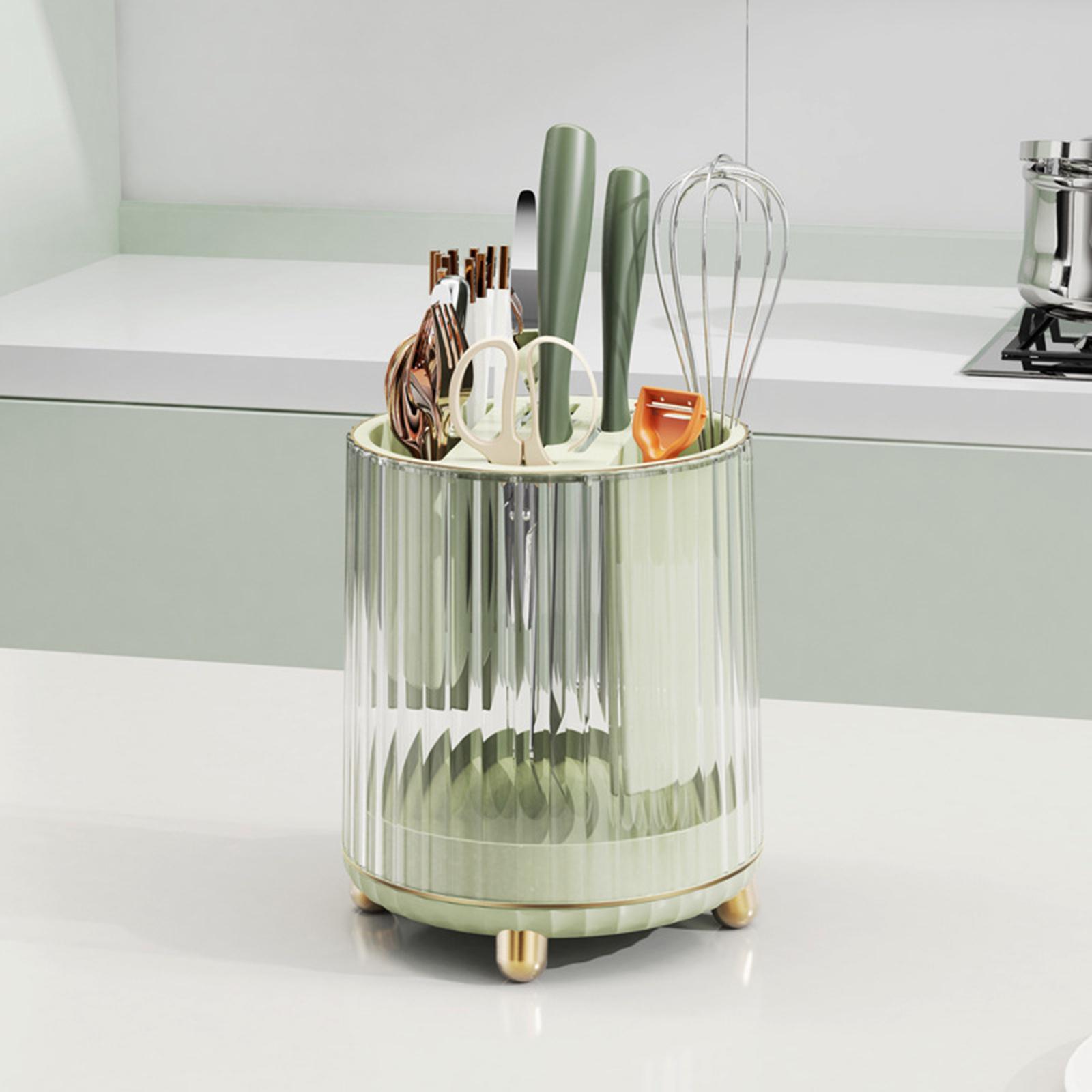 Countertop Utensil Caddy Storage Organizer Rack Flatware Caddy for Cabinet Green