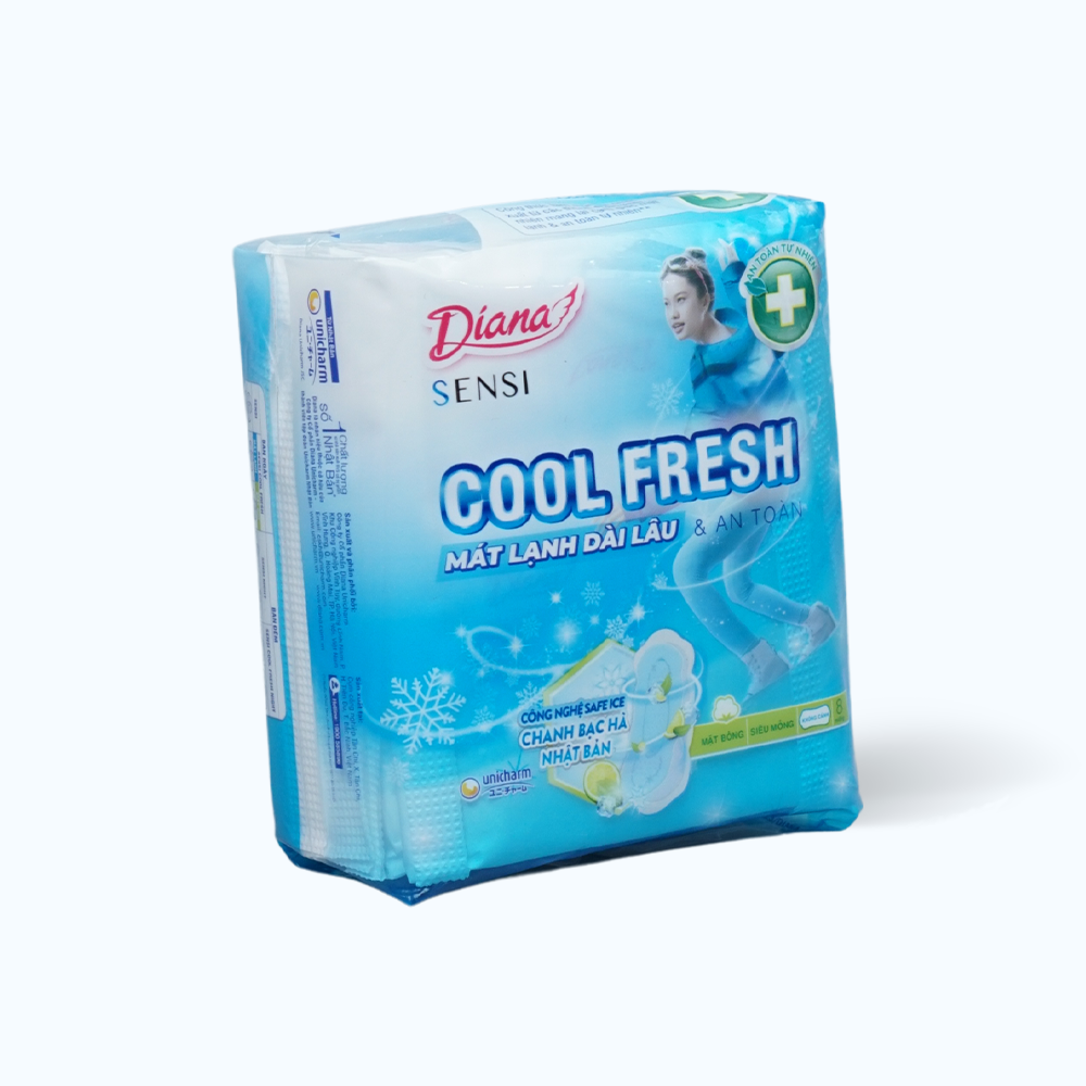Băng vệ sinh mát dịu siêu mỏng không cánh Diana Sensi Cool Fresh (Gói 8 Miếng)