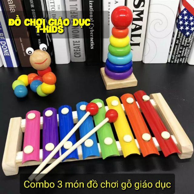 Combo 3 món đồ chơi gỗ phát triển trí tuệ cho bé