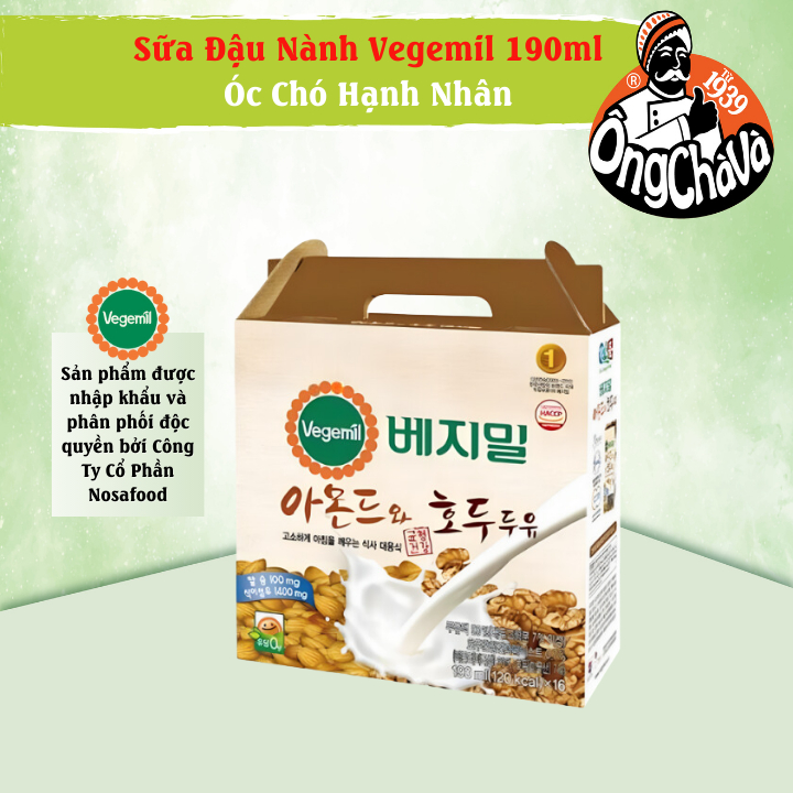 Thùng 16 Hộp Sữa Hạt Óc Chó Hạnh Nhân Vegemil 190ml (Almond & Walnut Soymilk)