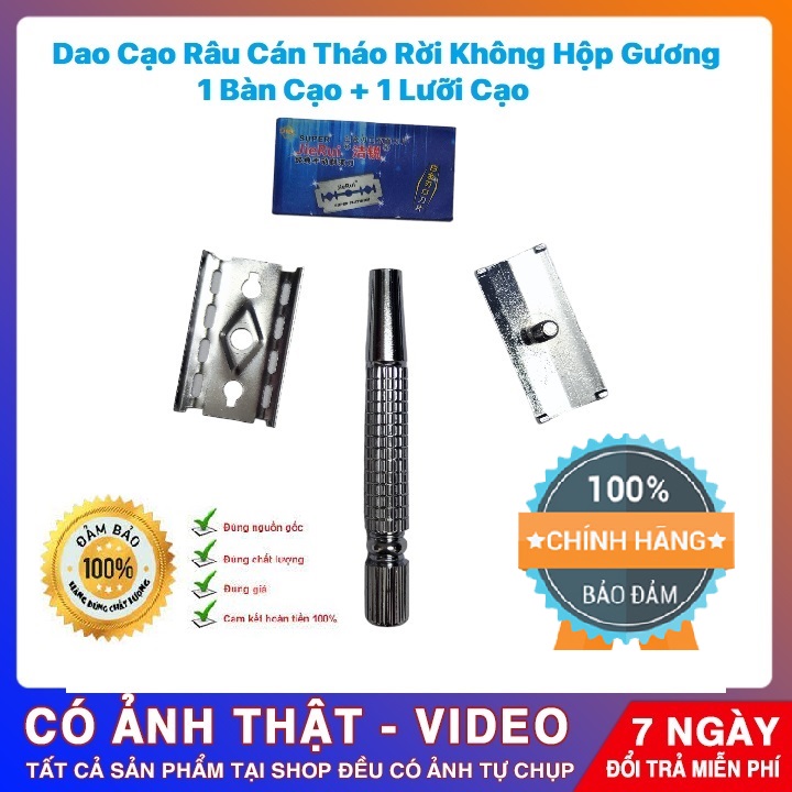 Dao Cạo Râu INOX Cổ Điển Cán Tháo Rời Không Hộp Gương [ Có Video Ảnh Thật ]