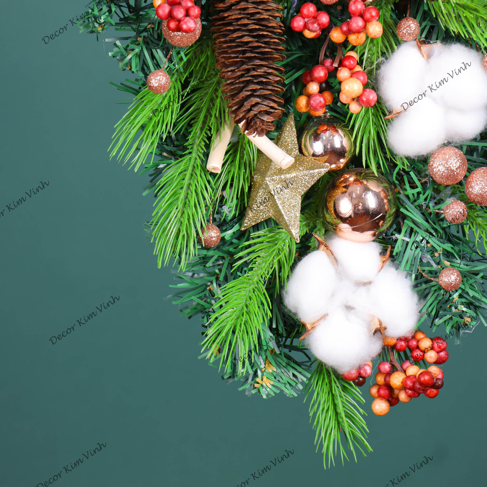 Dây Treo Chùm Thông CT06 Chùm Thông Merry Nơ Vải Trang Trí Noel Kèm đèn