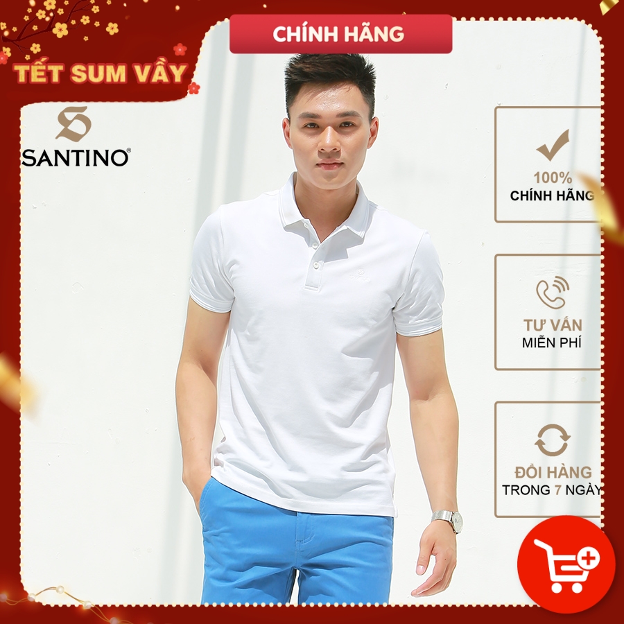 Áo thun Polo nam trơn chính hãng Santino chất liệu Cotton modal cao cấp thoáng mát, co giãn thoải mái