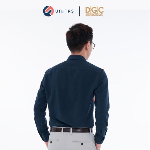 Áo sơ mi nam công sở dài tay DGC chất vải cotton form dáng Slim fit giấu cúc cổ bẻ SASDBA21M