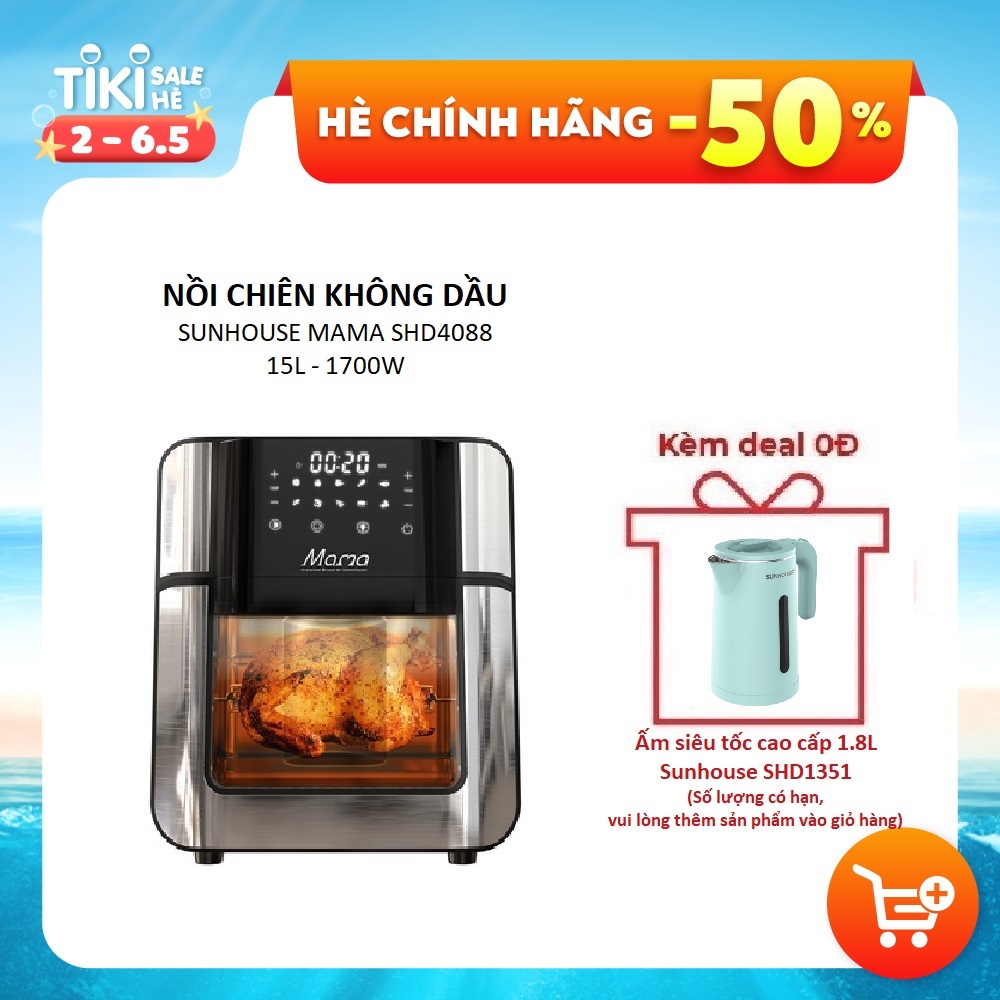 Nồi Chiên Không Dầu 15L Sunhouse Mama SHD4088 - Hàng Chính Hãng