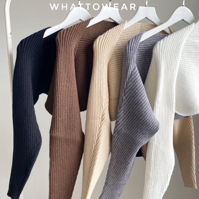 Áo cardigan croptop len lửng tay dài nhiều màu