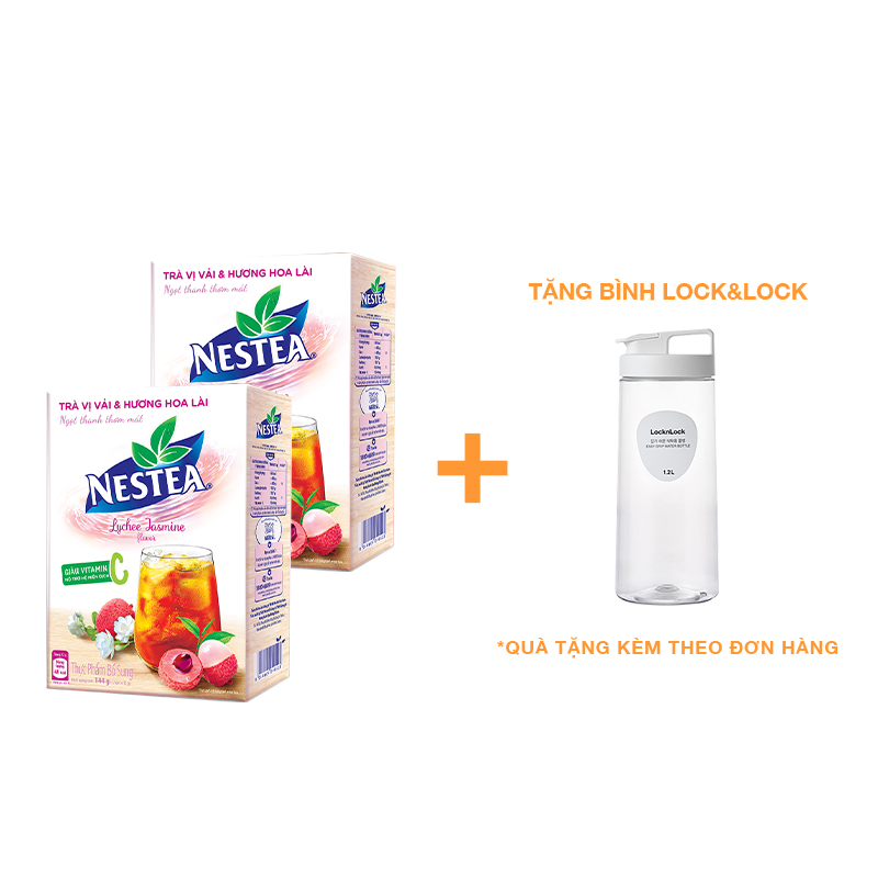 [Tặng bình Lock&amp;Lock] Combo 2 hộp trà Nestea vị vải &amp; hương hoa lài (12 gói x 12g)