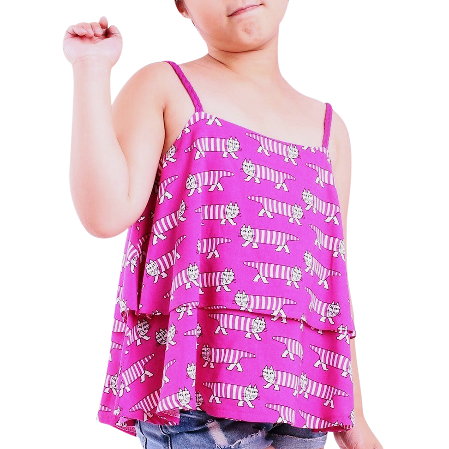 Áo Kiểu Bé Gái 2 Dây Mèo Hồng Ugether UKID52 - Hồng