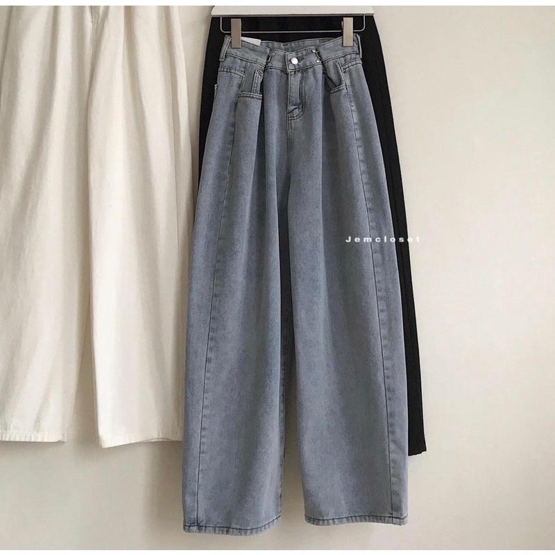 Quần jeans xuông chỉnh cạp