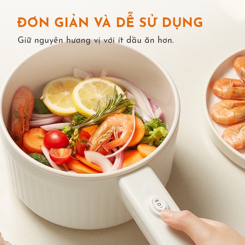 Nồi điện đa năng dung tích 2L GAABOR GR-N20A, vân đá chống dính kèm xửng hấp, công suất 600W - Hàng chính hãng