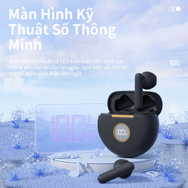 Tai Nghe Bluetooth không dây TWS BASIKE TW87 âm thanh nổi với màn hình 16H sử dụng liên tục - Hàng chính hãng