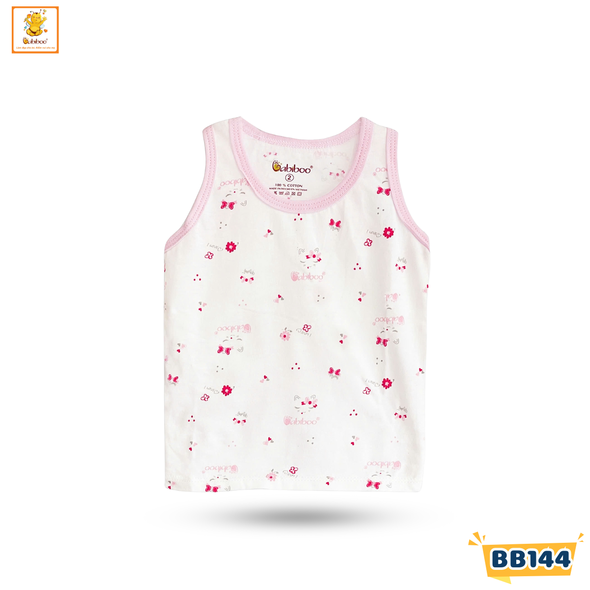 Áo ba lỗ cho bé Babiboo áo sơ sinh cotton 2 chiều mặc mùa hè in hình dễ thương BB144