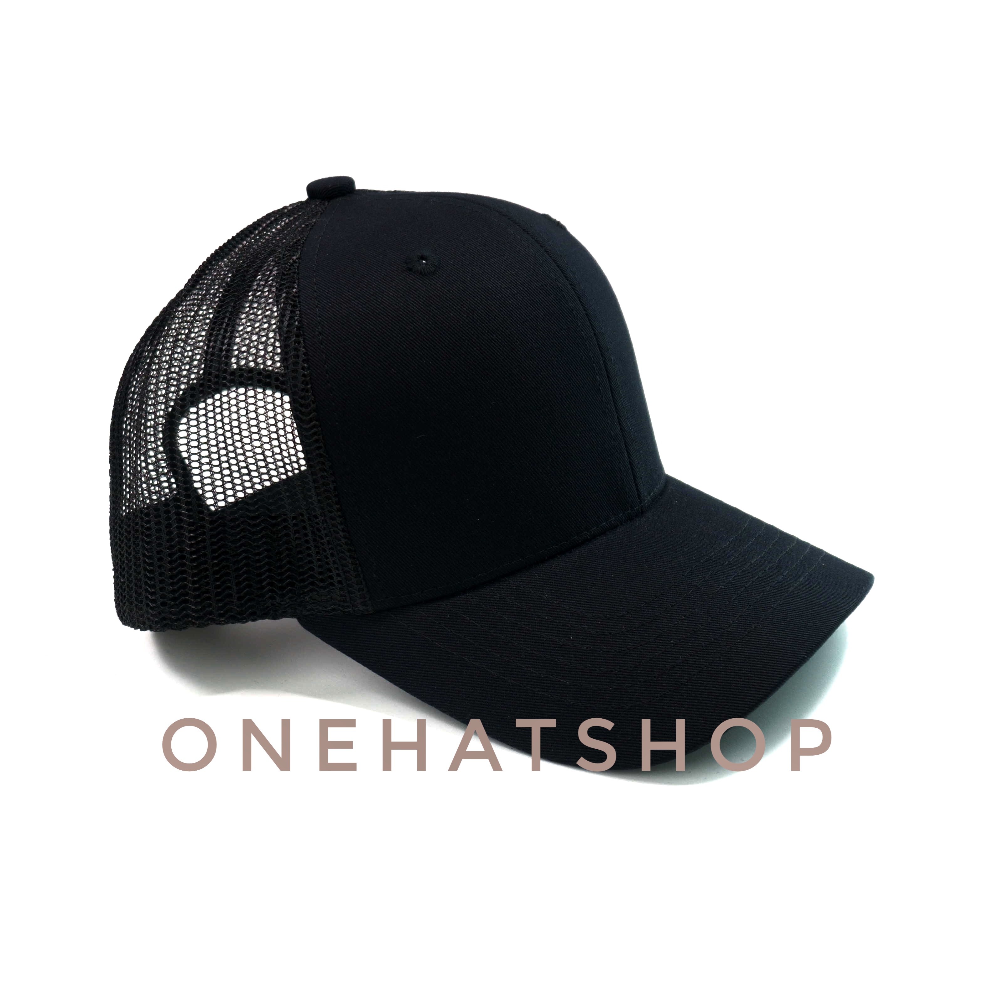 Nón kết trơn đen lưới fom Baseball cap brand One Hat