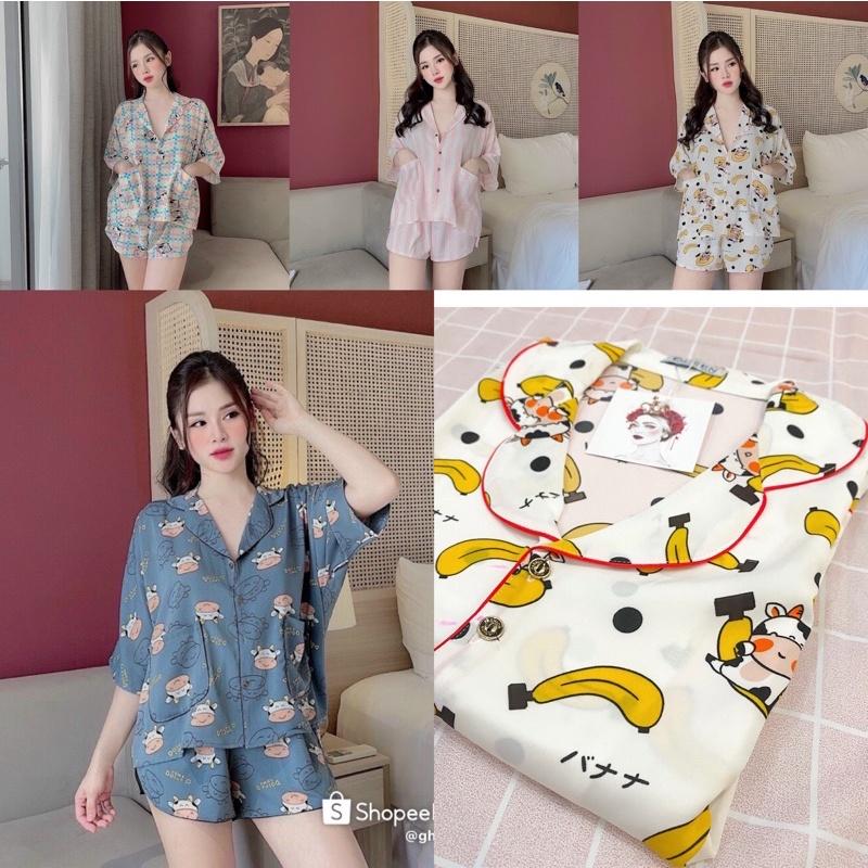 Đồ Ngủ Pijama Lụa, Tay Dơi Quần Ngắn Siêu Xinh, Tiểu Thư Mềm Mịn, Độc Lạ Khó Tìm, Sang Chảnh Hàn Quốc