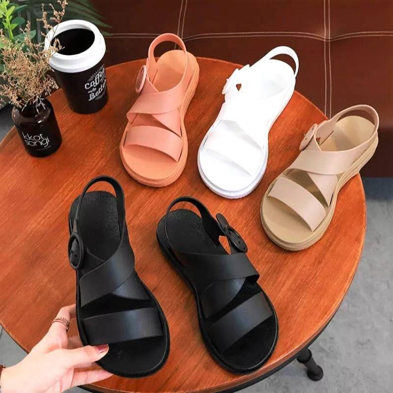 Giày Sandal Nữ Nhựa Dẻo IDEP Đi Mưa Hapu (Đen, Hồng, Kem) - GL008