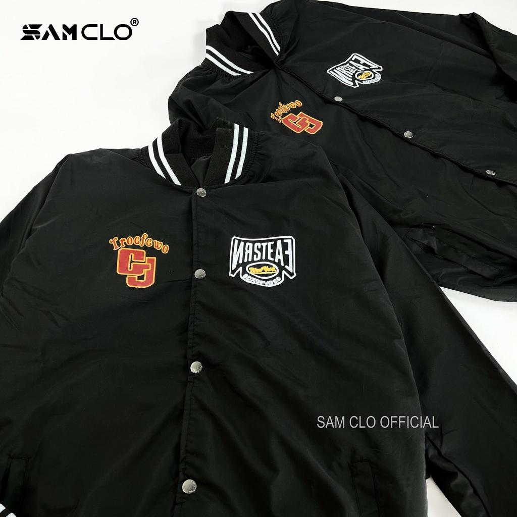 Áo khoác dù BOMBER 2 lớp nam nữ SAM CLO phong cách bóng chày form rộng unisex mặc cặp - couple in CHỮ GJ