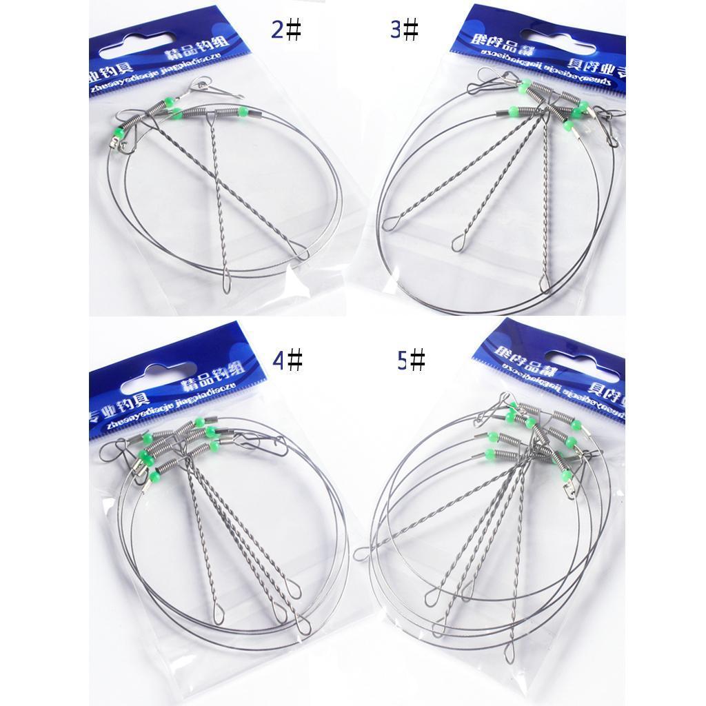 5pcs Anti-Winding Stainless Steel Fishing Swivels String Wire Leader Hooks
