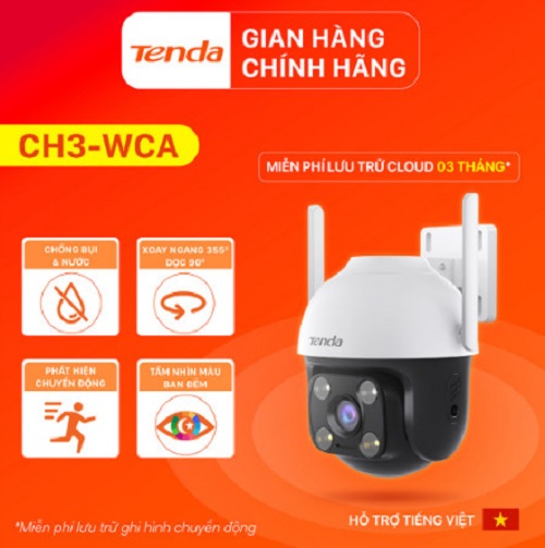 Camera WiFi Tenda Ngoài Trời CH3/CH7 Full HD 1080P/2MP/4MP/2K, Quay Quét 360 Độ, Tích Hợp Công Nghệ AI - Hàng chính hãng