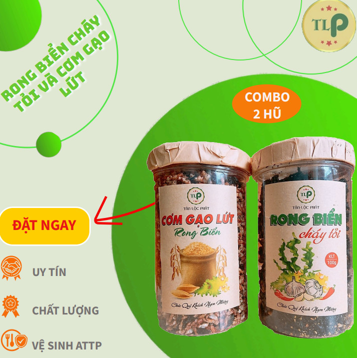 COMBO 2 HŨ RONG BIỂN CHÁY TỎI VÀ CƠM GẠO LỨT RONG BIỂN TLP