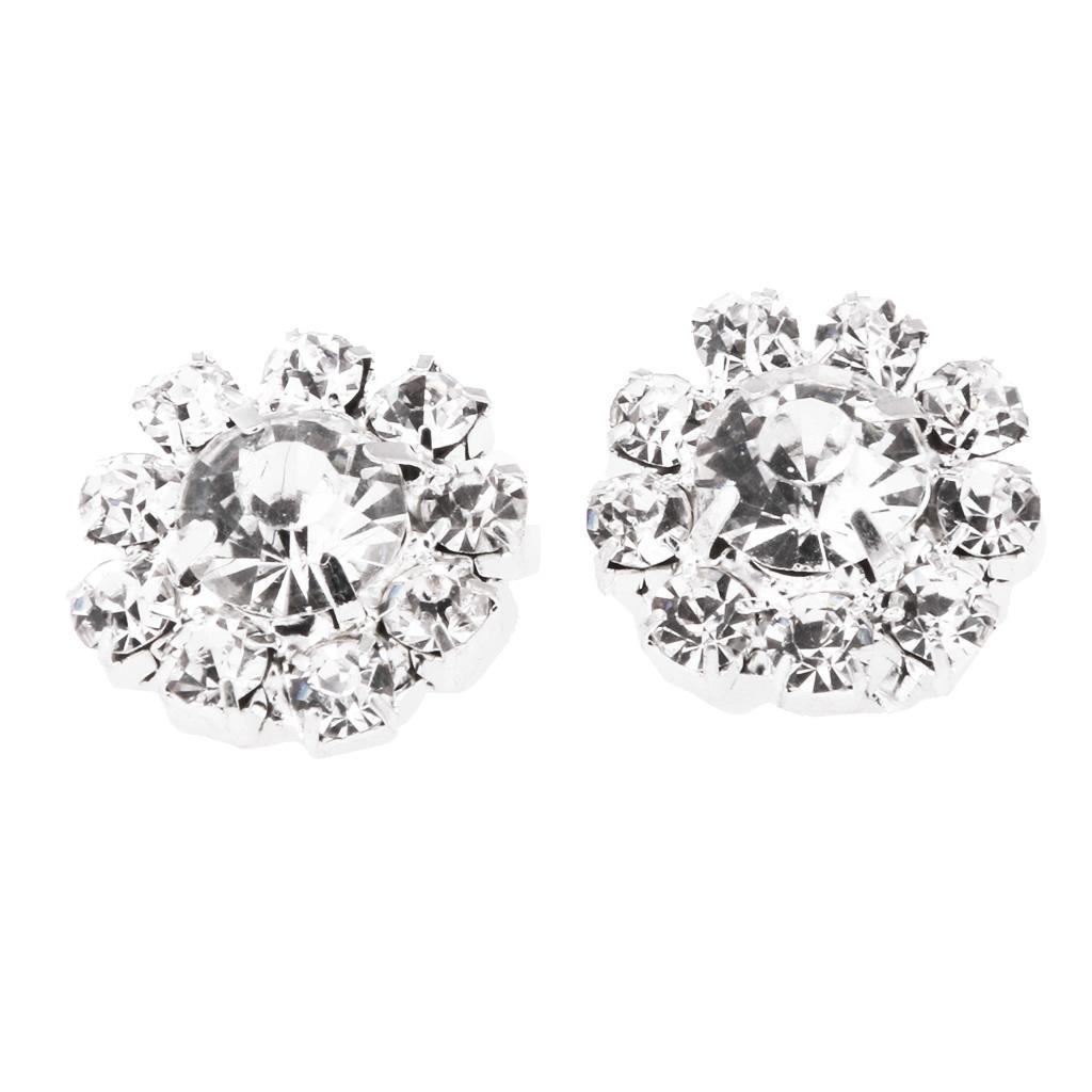 5-8pack 10 Pieces Rhinestone Flower Sewing Buttons DIY Crafts 16mm Silver