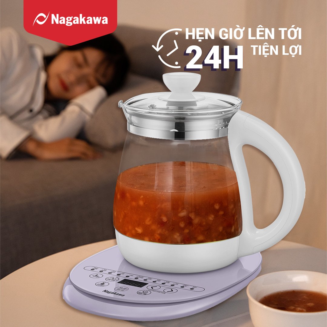 Ấm siêu tốc thủy tinh đa năng Nagakawa NAG0316 - Hàng chính hãng
