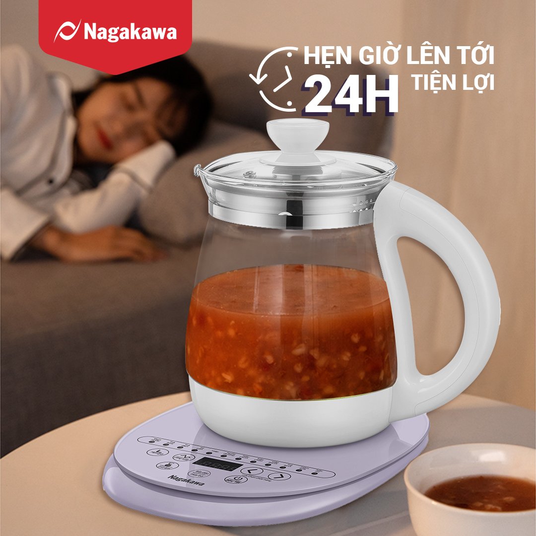 Ấm siêu tốc thủy tinh đa năng Nagakawa NAG0316 (1.8 Lít) - Hàng chính hãng