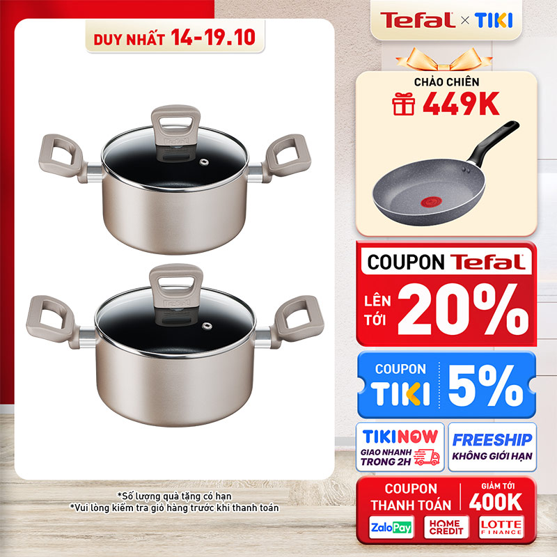 Bộ 2 nồi chống dính Tefal Sensations đáy từ dùng cho mọi loại bếp - Hàng chính hãng