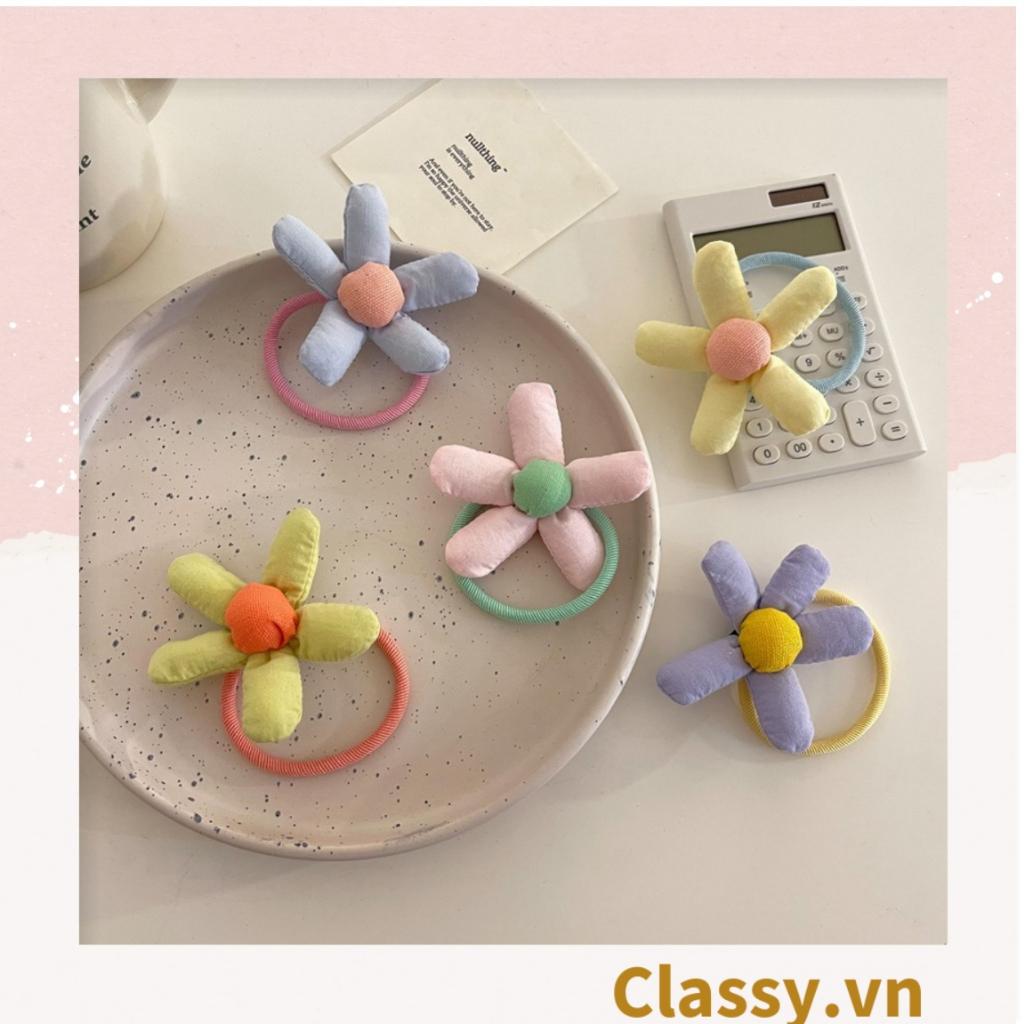 Dây cột tóc Classy hình bông hoa năm cánh nhiều màu, phụ kiện tóc PK1577