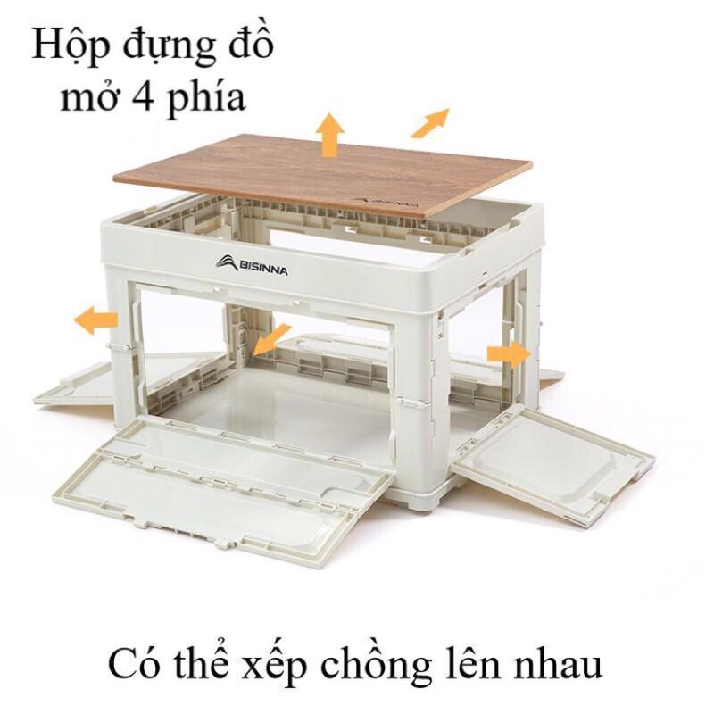 Thùng đựng đồ dã ngoại mặt vân gỗ,gấp gọn BSW-YZ037- 30L - 55L và 55L mở 4 cánh chắc chắn