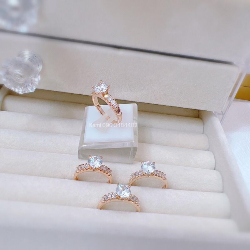 Nhẫn đá bagguet siêu sáng không đen không gỉ siêu bền màu có khắc ký hiệu