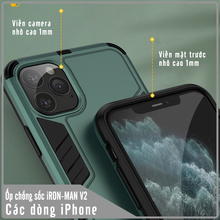 Ốp lưng cho iPhone 6 Plus / 7 / 7 Plus / X-XR / XS Max / iPhone 11 / iPhone 11 Pro / iPhone 11 Pro Max iRON - MAN - Nhựa PC cứng viền dẻo chống sốc VER 2