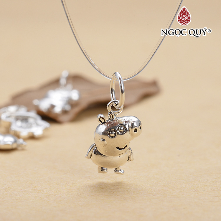 Charm bạc treo hình heo peppa - Ngọc Quý Gemstones