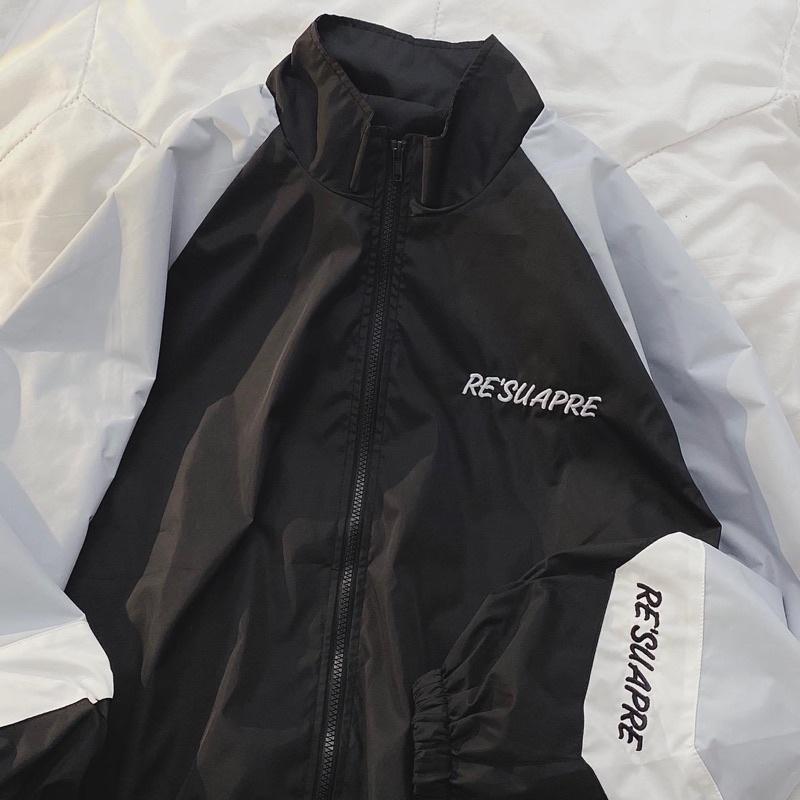 Áo Khoác Jacket Dù 2 Lớp Tay Xanh Nhạt RESUAPRE ulzzang [ nam nữ mặc