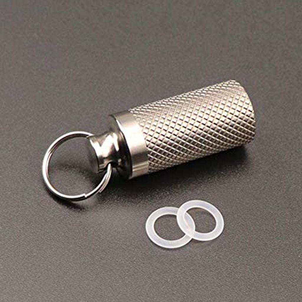 Portable Pill Case, Titanium Waterproof Pill Box Dispenser Keychain for Vitamins Tablets Capsules Storage Organizer Bottle