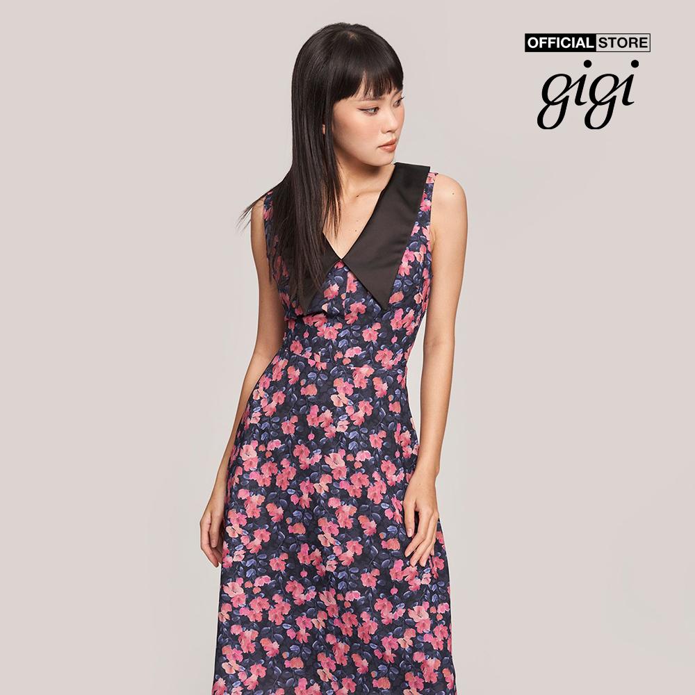 GIGI - Đầm midi sát nách cổ bẻ họa tiết hoa thời trang G2102D222133