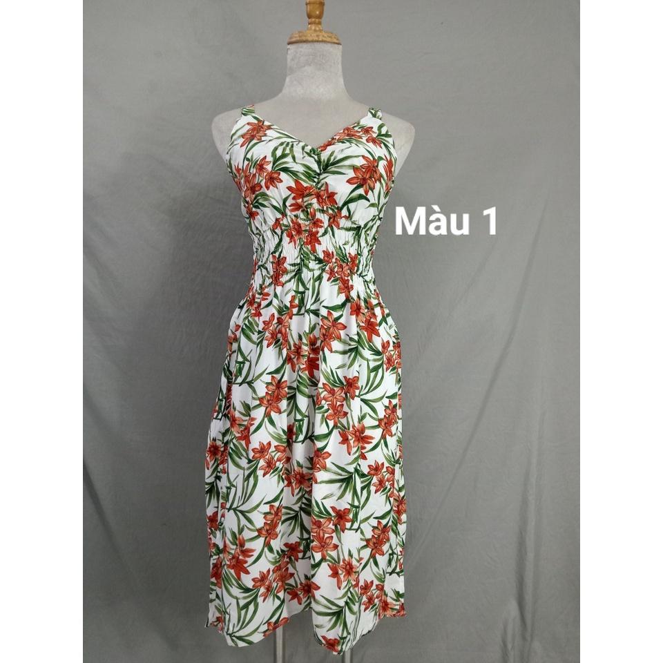 Đầm 2 dây ngắn Lanh Thái, nhiều màu, giá rẻ