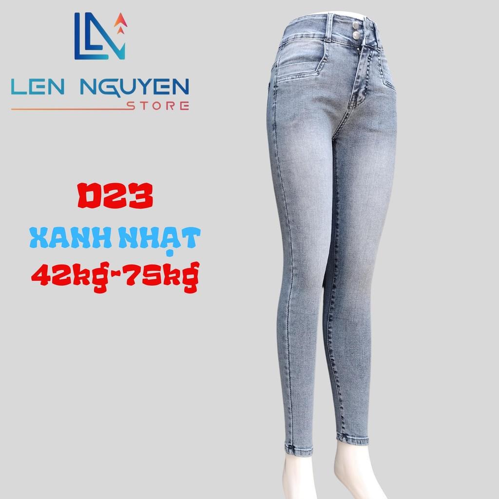 D23_Quần jean nữ, dài, lưng cao, quần bò nữ dáng ôm, quần rin nữ có big size, cho 42kg đến 75kg,LEN NGUYEN STORE - Xám