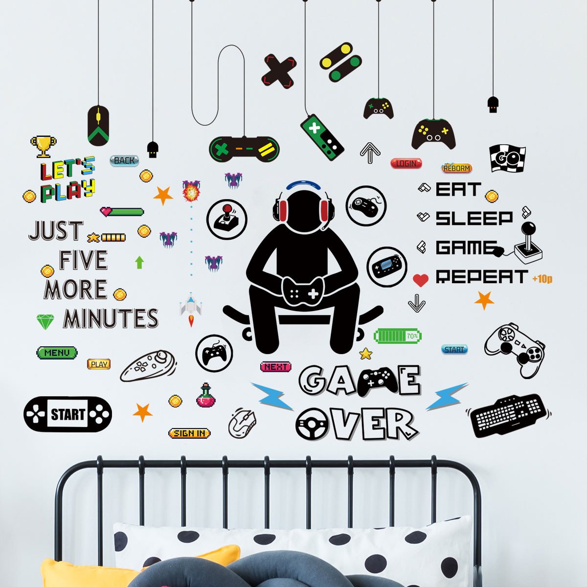 Decal dán tường Gamer siêu chất trang trí quán net phòng game