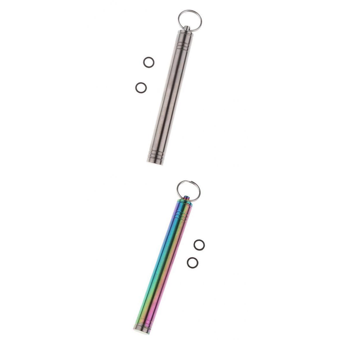 2pcs Titanium Keychain Toothpick Holder Pocket Tool, Waterproof Key Ring Case Bottle Container Organizer Box, Mini Tools