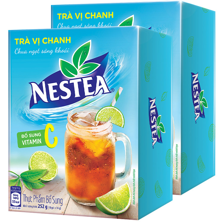 Combo 2 hộp trà vị chanh Nestea hộp 18 gói x 14g [Tặng 1 bình nhựa Lock Lock 1.2L] Giao mẫu ngẫu nhiên