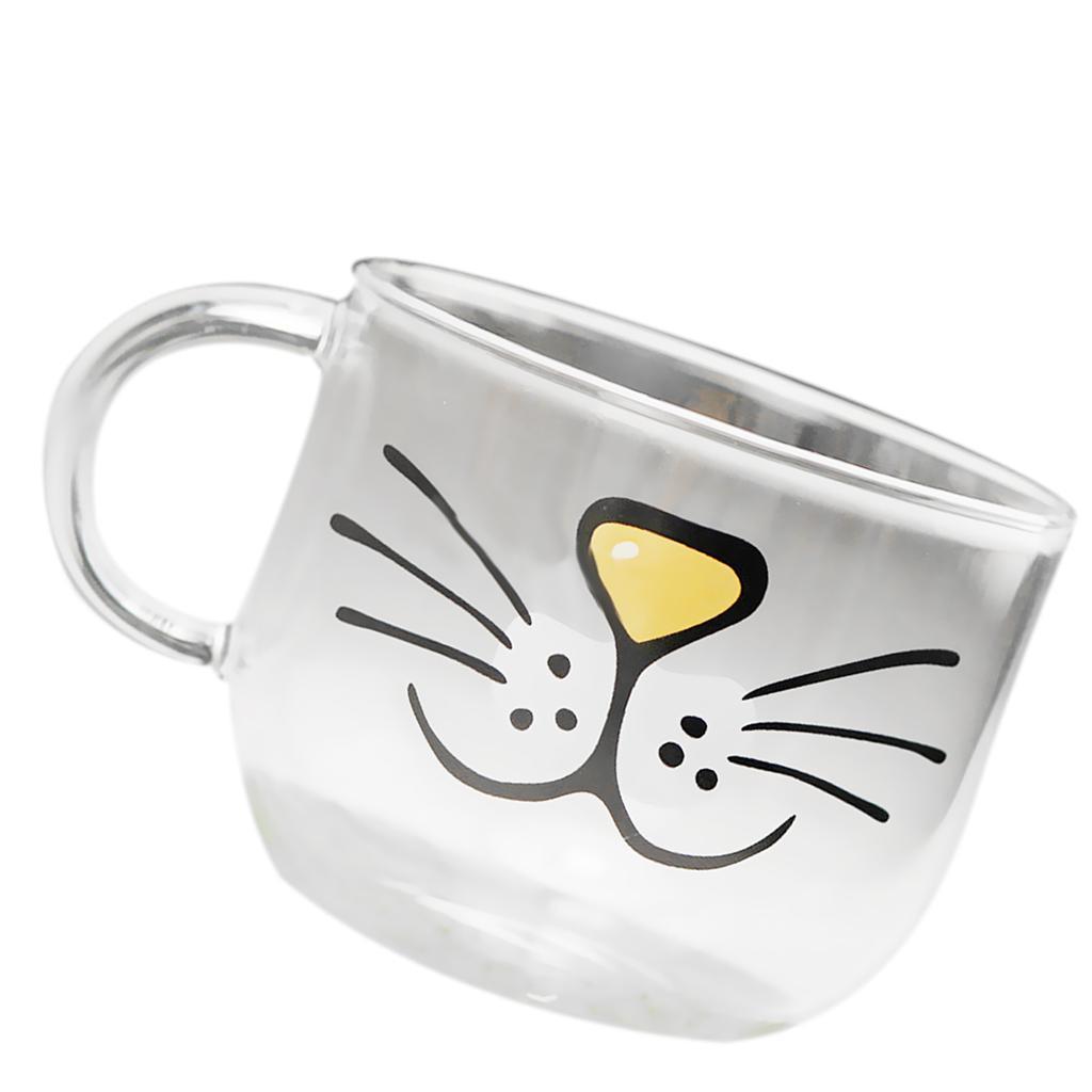 Cute Cat Kitten Face juice Water Milk Coffee Cup Glass Beverage Drink Mug