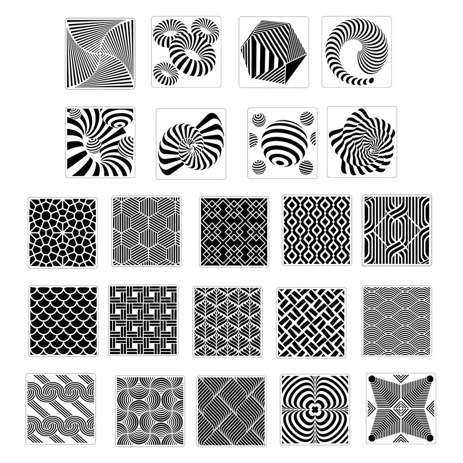 24x Geometric Stencils Painting Templates for Decoration Craft Drawing