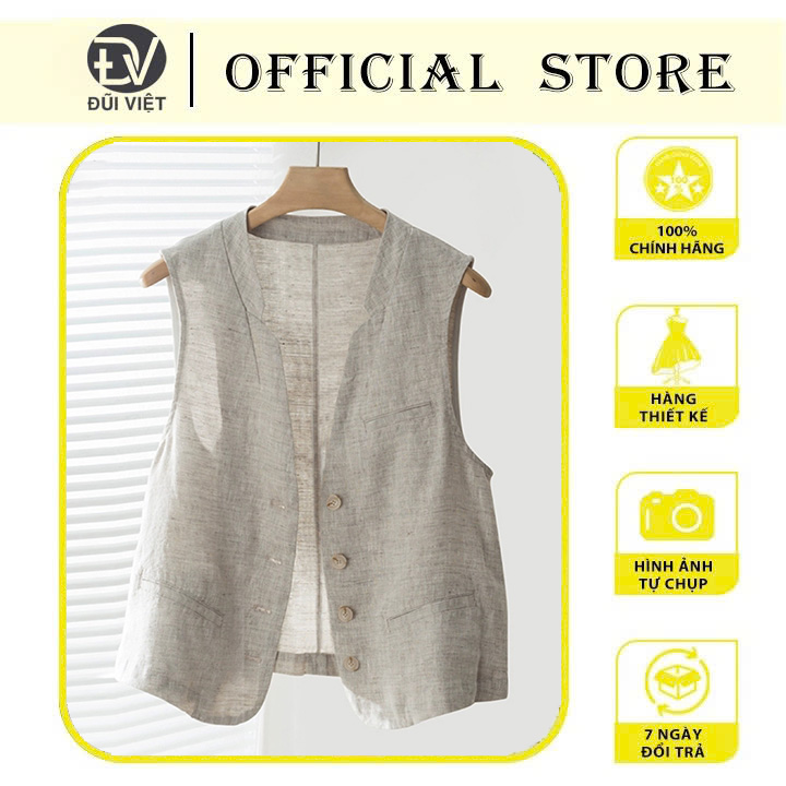 Áo blazer nữ linen mềm mát, áo gile nữ thiết kế bốn cúc chạy dọc phong cách Hàn Quốc siêu thanh lịch Bz02