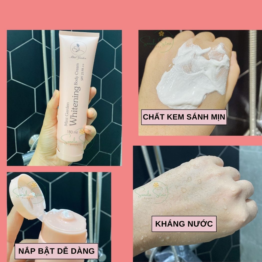 Kem Body Dưỡng Trắng Da Toàn Thân Men Bia MiniGarden Whitening Body Cream Làm Trắng Bật Tông Da Tự Nhiên Chống Nắng SPF 25+/PA+++ Kháng Nước Không Trôi Nhanh Thấm Không Bết Rit Thành Phần An Toàn Vừa Dưỡng Trắng Vừa Makeup Cho Da SONALA