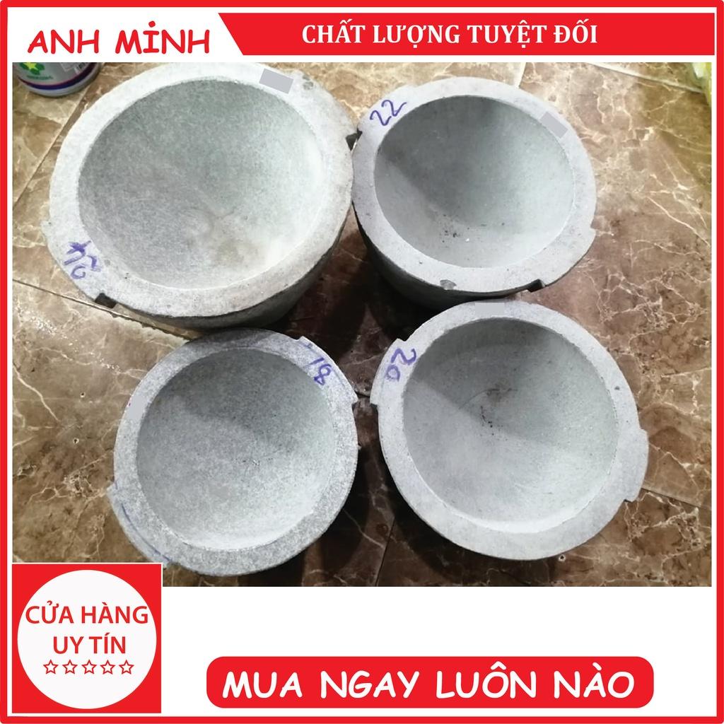 Bộ sản phẩm cối đá + chày đá xanh nguyên khối Đường Kính 24cm