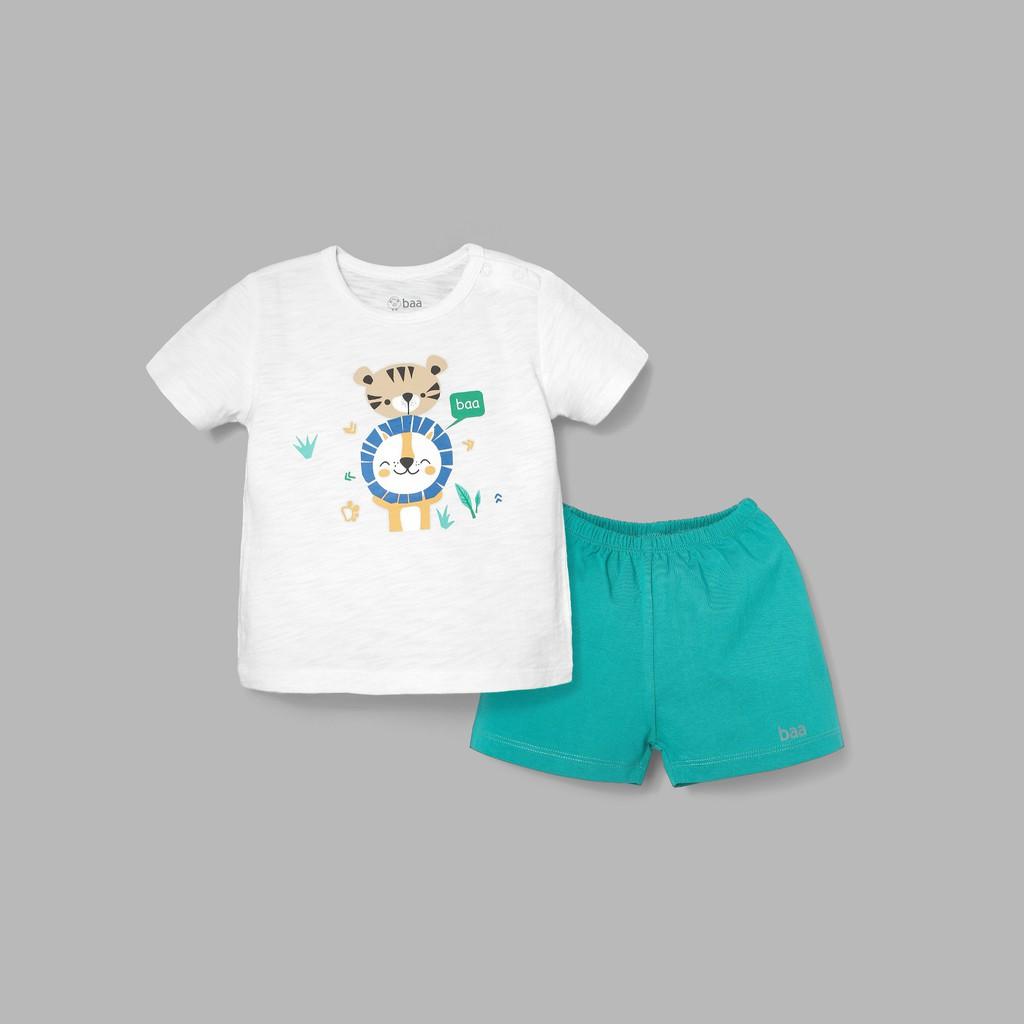 Đồ bộ BAA BABY cotton ngắn tay in họa tiết cho bé trai - BT-DB03N