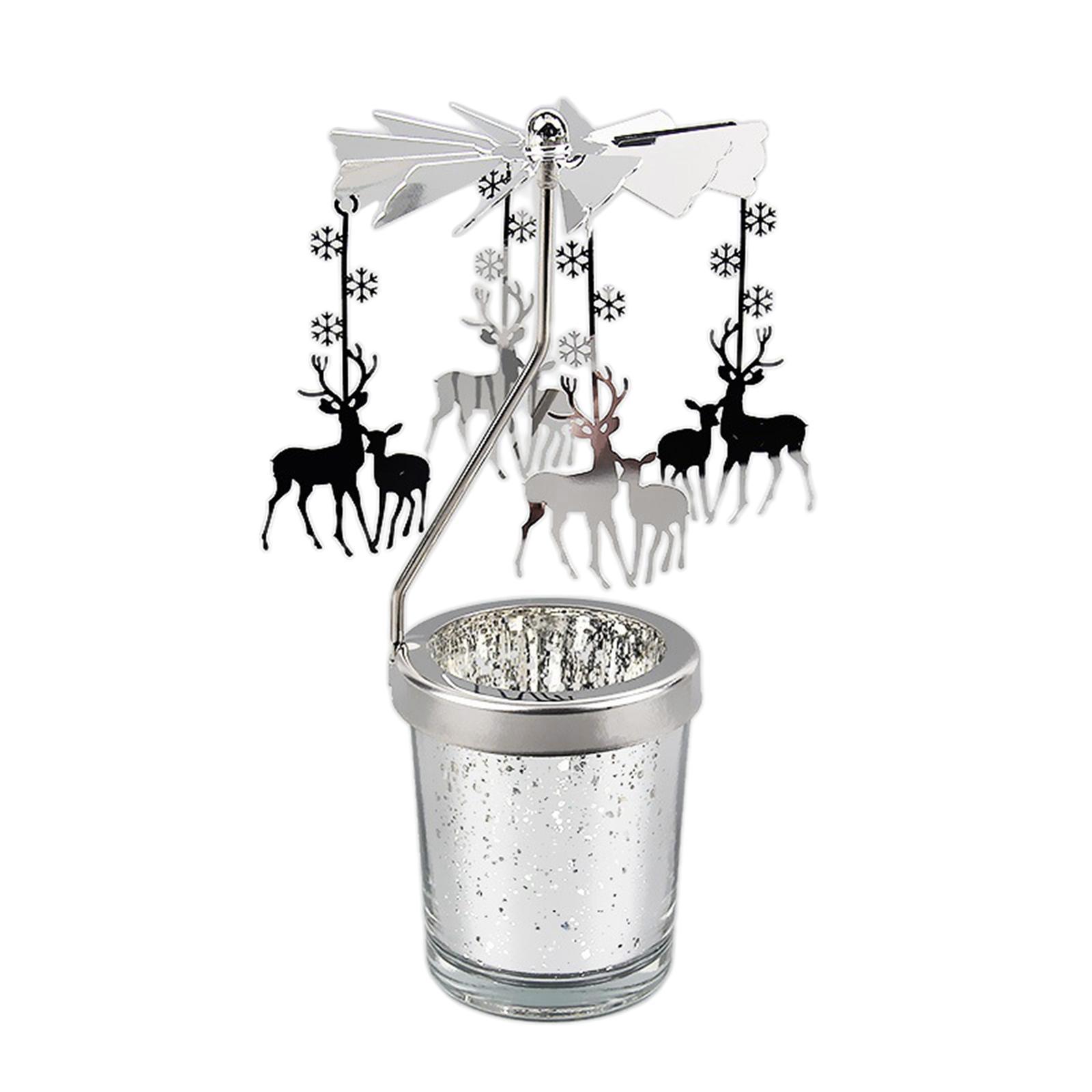 2Pcs Romantic Rotating Candle Holder Tea Light Candle Holder for Table