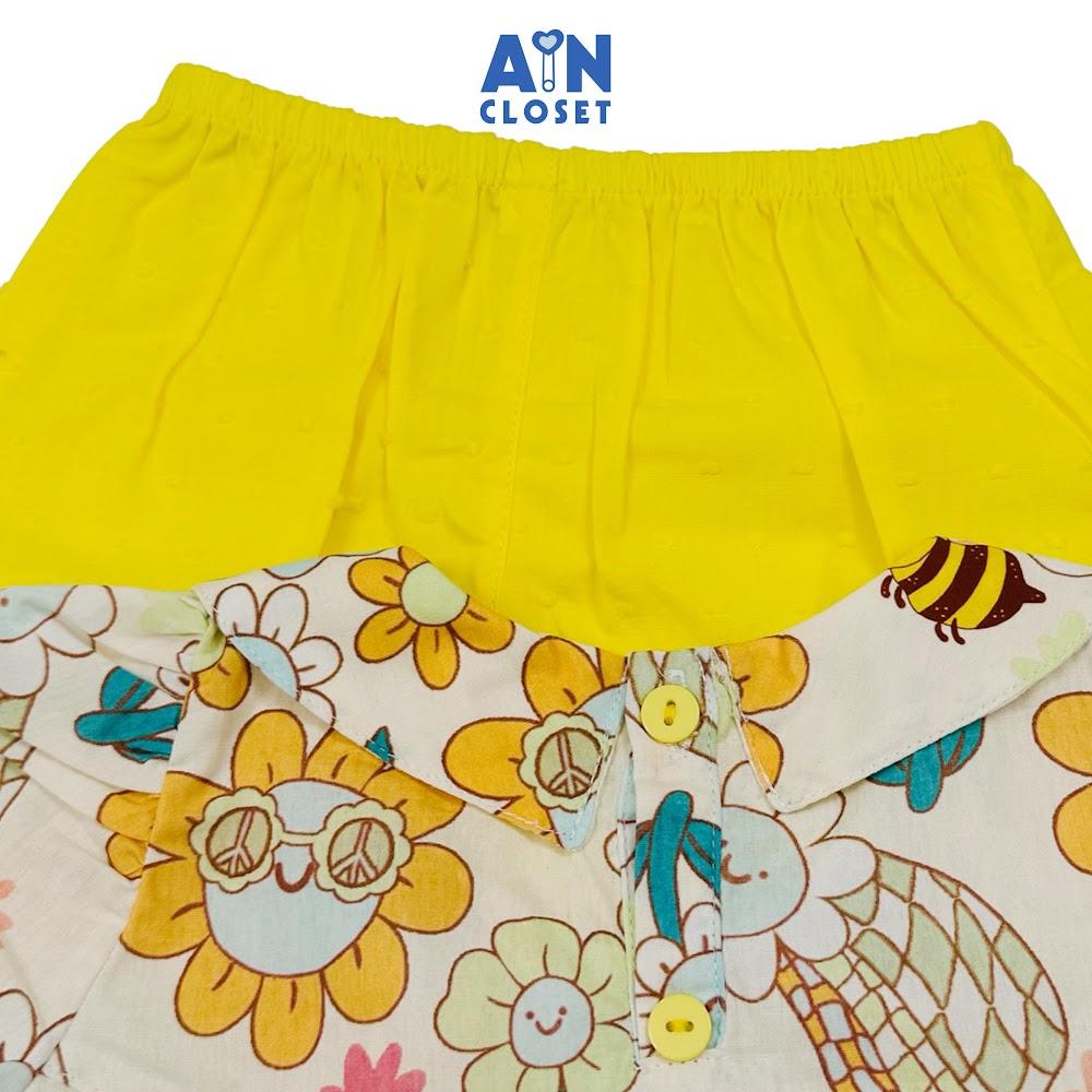Bộ quần áo Dài tay ngắn bé gái họa tiết Ong Vàng Cotton - AICDBGYT5SMT - AIN Closet